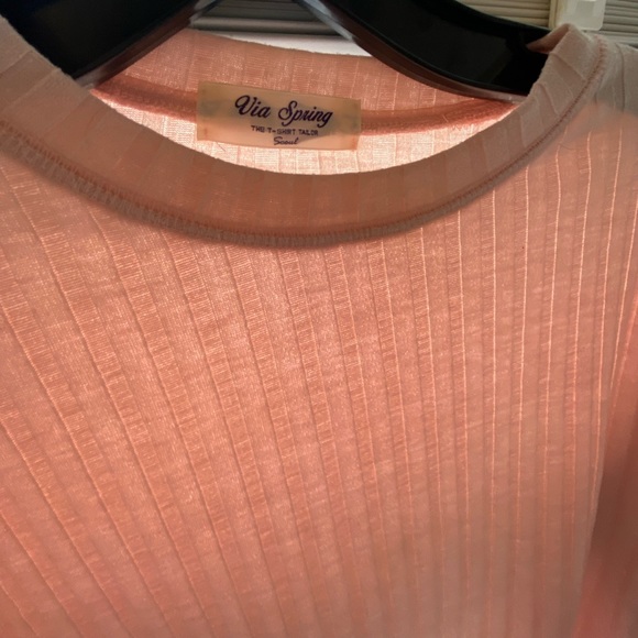 Pink ribbed long sleeve crop top - Picture 3 of 6